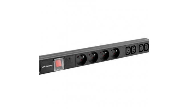 POWER DISTRIBUTION UNIT (PDU) 19" LANBERG 1U 10A 2M 4X FRENCH OUTLETS 4X IEC C13 OUTLETS BLACK C14