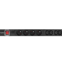 POWER DISTRIBUTION UNIT (PDU) 19" LANBERG 1U 10A 2M 4X FRENCH OUTLETS 4X IEC C13 OUTLETS BLACK C14