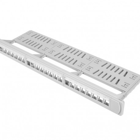 PATCH PANEL BLANK 24 PORT 1U WITH ORGANIZER FOR KEYSTONE MODULES GREY LANBERG