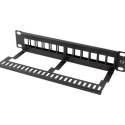 PATCH PANEL BLANK 12 PORT 1U WITH ORGANIZER FOR KEYSTONE MODULES BLACK LANBERG