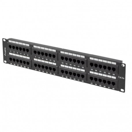 PATCH PANEL 48 PORT 2U 19" CAT.5E UTP BLACK LANBERG