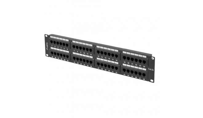PATCH PANEL 48 PORT 2U 19" CAT.5E UTP BLACK LANBERG