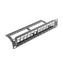 PATCH PANEL BLANK 12 PORT 1U WITH ORGANIZER FOR KEYSTONE MODULES BLACK LANBERG