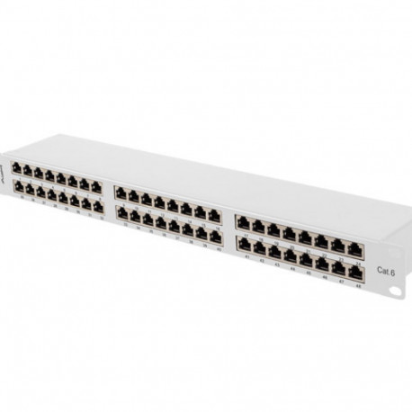 PATCH PANEL 48 PORT 1U 19" CAT.6 FTP WITH CABLE ORGANIZER SHIELDED GREY LANBERG