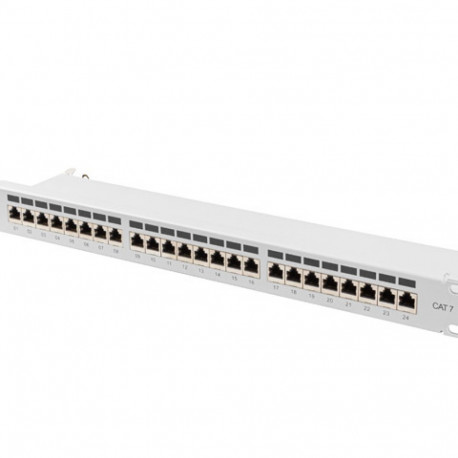PATCH PANEL 24 PORT 1U 19" CAT.7 FTP WITH CABLE ORGANIZER SHIELDED GREY LANBERG