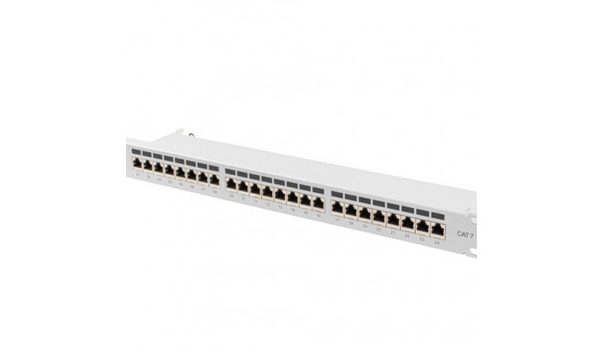 PATCH PANEL 24 PORT 1U 19" CAT.7 FTP WITH CABLE ORGANIZER SHIELDED GREY LANBERG