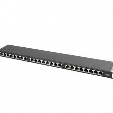 PATCH PANEL 24 PORT 0.5U 19" CAT.6 FTP WITH CABLE ORGANIZER SHIELDED BLACK LANBERG