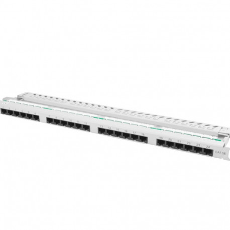 PATCH PANEL 24 PORT 0.5U 19" CAT.5E UTP WITH CABLE ORGANIZER GREY LANBERG