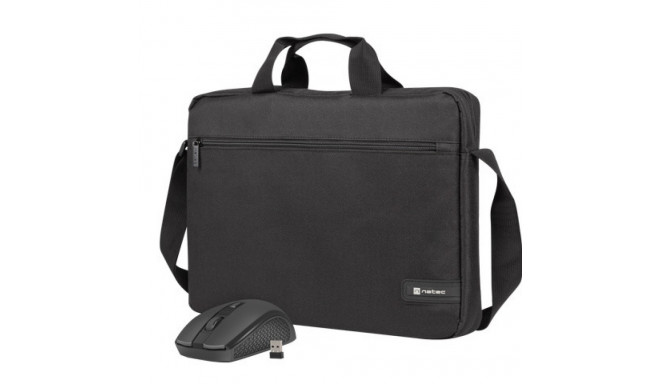 LAPTOP BAG NATEC WALLAROO 2 15.6" - 16" WITH WIRELESS MOUSE BLACK