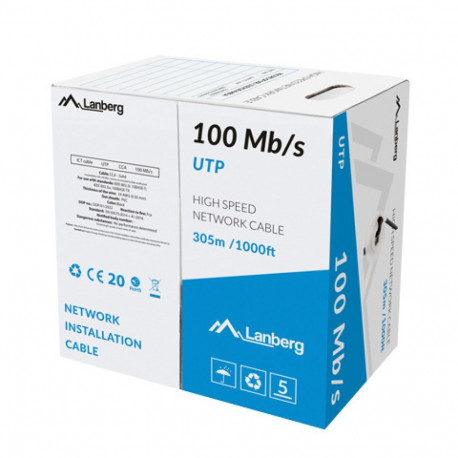 LAN CABLE UTP 305M SOLID CCA BLACK LANBERG