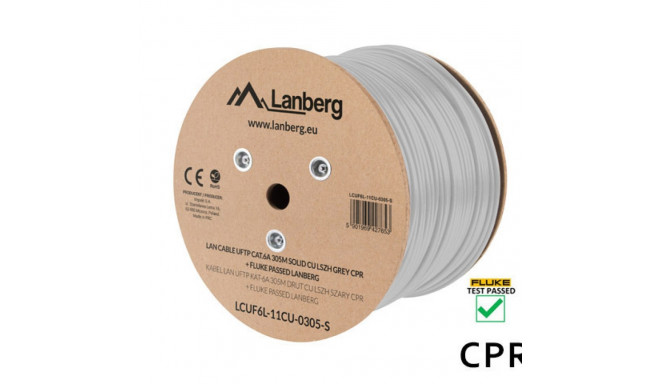 LAN CABLE CAT.6A UFTP 305M SOLID CU LSZH GREY CPR + FLUKE PASSED LANBERG