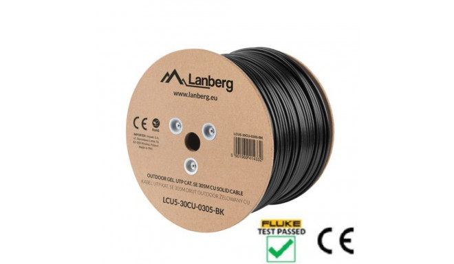 LAN CABLE CAT.5E UTP 305M SOLID OUTDOOR GEL-FILLED CU BLACK FLUKE PASSED LANBERG