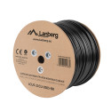 LAN CABLE CAT.5E UTP 305M SOLID OUTDOOR CU BLACK FLUKE PASSED LANBERG