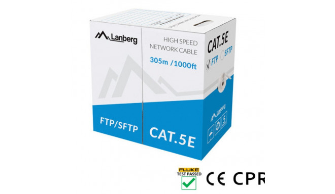 LAN CABLE CAT.5E FTP 305M SOLID CU GREY CPR + FLUKE PASSED LANBERG