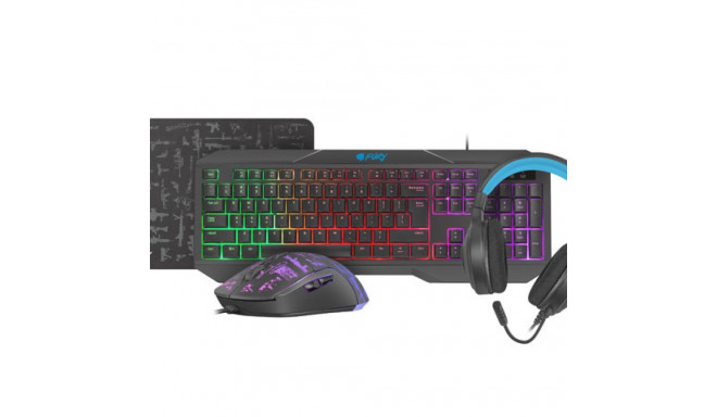 GAMING COMBO SET 4IN1 FURY THUNDERSTREAK 3.0 KEYBOARD + MOUSE + HEADPHONES + MOUSEPAD, US LAYOUT