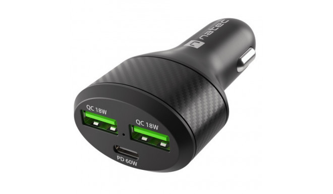 CAR CHARGER NATEC CONEY 2X USB 1X USB-C QUICK CHARGE 84W BLACK