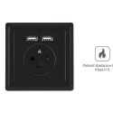 AC WALL SOCKET 230V WITH 2 USB PORT 2.1A, FRENCH SOCKET BLACK LANBERG