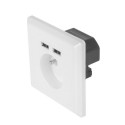 AC WALL SOCKET 230V WITH 2 USB PORT 2.1A, FRENCH SOCKET WHITE LANBERG