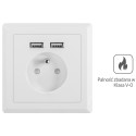 AC WALL SOCKET 230V WITH 2 USB PORT 2.1A, FRENCH SOCKET WHITE LANBERG