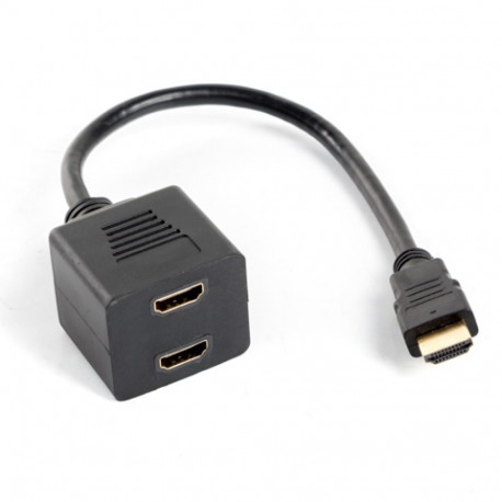 HDMI(M)->2X HDMI(F) ADAPTER CABLE 20CM BLACK SPLITTER LANBERG