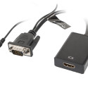 VGA(M)+MINIJACK 3.5MM(M)->HDMI(F) ADAPTER CABLE 20CM BLACK LANBERG