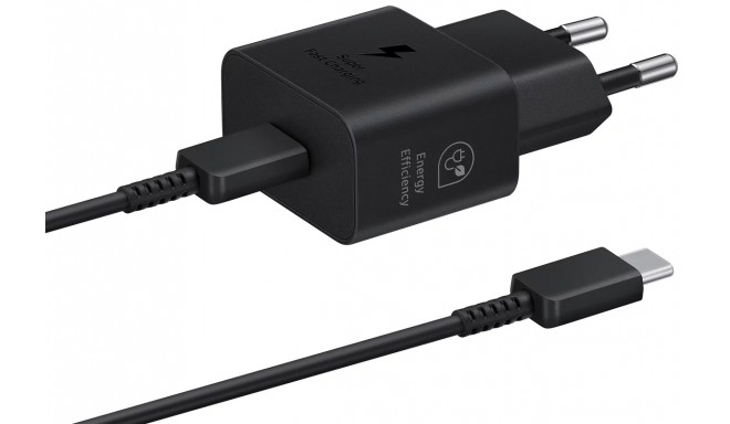 Samsung EP-T2510XBEGEU 25W reisilaadija USB-C + USB-C kaabel 1M must