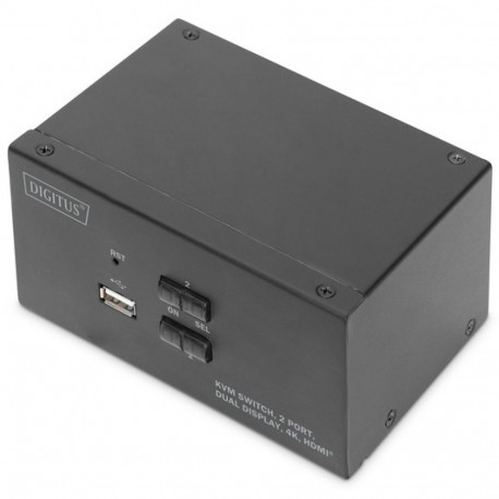 The DIGITUS DS-12860 is a 2-port KVM switch that allows you to control two computer