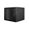 Lanberg wall-mounted installation rack cabinet 19'' 9U 600x600mm black (glass door)