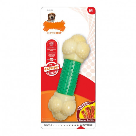 Koera närimismänguasi Nylabone Extreme Chew Double Action Bacon Mündiroheline 2-in-1 Kumm Suurus XL 