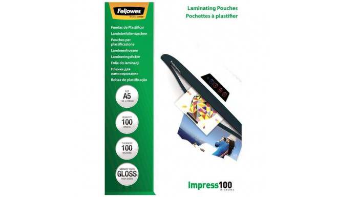 Fellowes A5 Glossy 100 Micron Laminating Pouch - 100 pack
