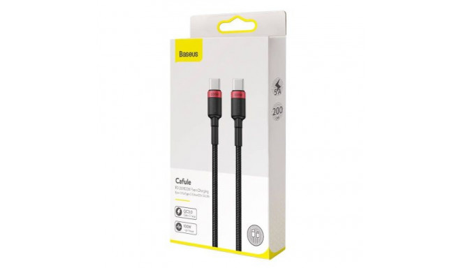 Baseus Type-C - Type-C cable Cafule PD2.0 100W Flash charging (20V 5A) 2m Red/Black (CATKLF-AL91)