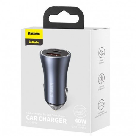 Baseus Car Charger Golden Contactor Pro Dual Quick Charger U+C Power Delivery 3.0 Quick Charge 4, SC