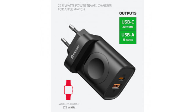 Swissten Travel Tīkla Lādētājs USB-A / USB-C / iWatch