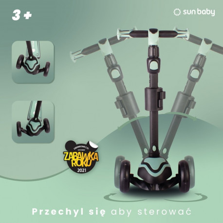 Rowerek biegowy hulajnoga deskorolka Flash 3 w 1 z kołami LED - zielony