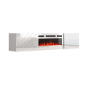 RTV LUXE cabinet 182.6x34.5x37.5 white/gloss white + white mantelpiece