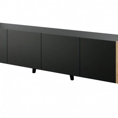 TV cabinet FARO 200x42x52 black matt + oak craft