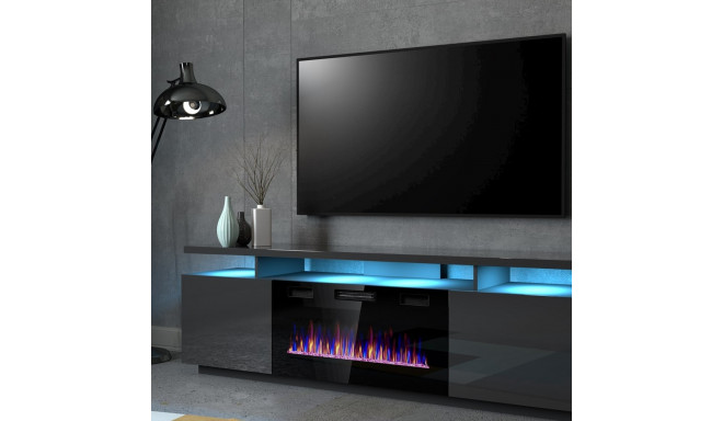 RTV EVA kapp elektrilise kaminaga 180x40x52 cm grafiit/läikiv grafiit