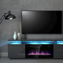 RTV EVA cabinet with electric fireplace 180x40x52 cm graphite/glossy graphite
