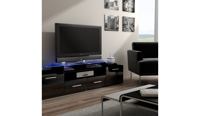 Cama TV alus EVORA 200 must/must läikiv