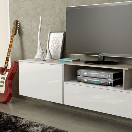 Cama TV cabinet SIGMA 3 180 white/white gloss + sonoma oak