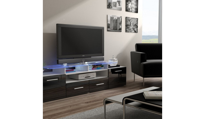 Cama TV alus EVORA 200 valge/must läikiv