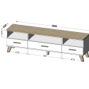 Cama RTV stand LOTTA 180cm white + sonoma oak