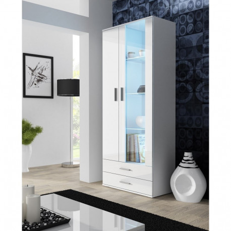 Cama vitriinkapp SOHO S6 2D2S valge/valge läikiv
