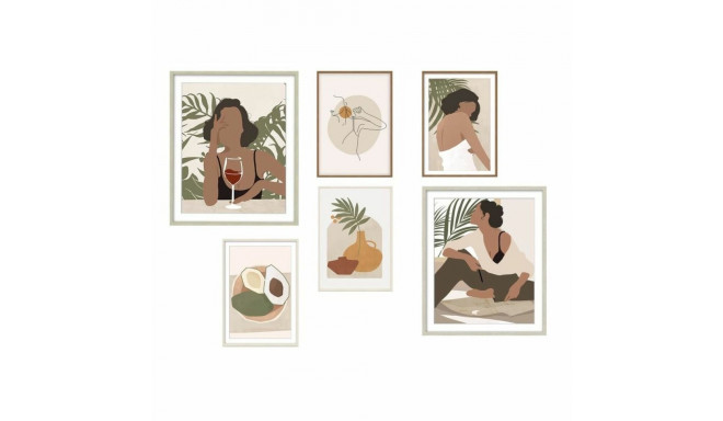 6 attēlu komplekts DKD Home Decor Sieviete (30 x 2 x 40 cm)