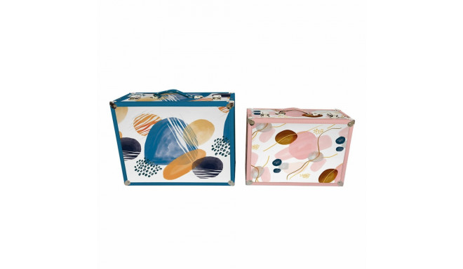 Set of decorative boxes DKD Home Decor Abstract Wood Polyester (43 x 19 x 34 cm) (2 pcs)