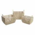 Basket set DKD Home Decor Metal Natural Fibre (40 x 30 x 25 cm)