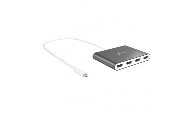 j5create JCA366-N USB-C™ to 4-Port HDMI™ Multi-Monitor Adapter, Silver