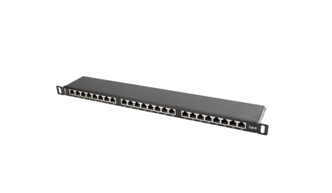 Patch Panel 24 Port 0.5U Cat.6 black shield