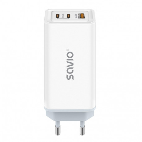 SAVIO LA-07 GaN 65W seinalaadija, USB, QC4.0+, PD 3.0, valge