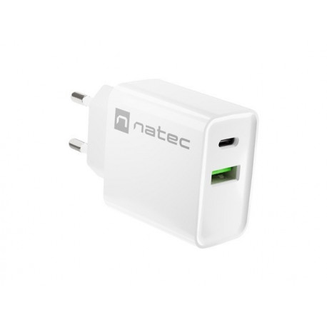 NATEC NETWORK CHARGER RIBERA USB-A+USB-C 20W PD laadija